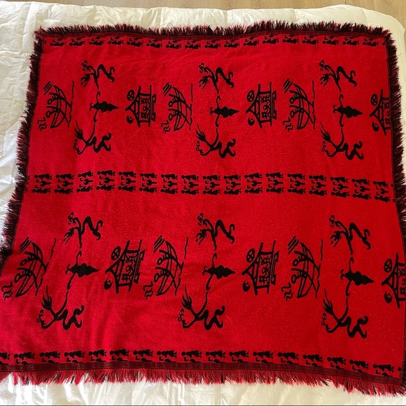 Wool Rayon Blend Scarf Wrap Heavy Reversible L - Picture 7 of 12